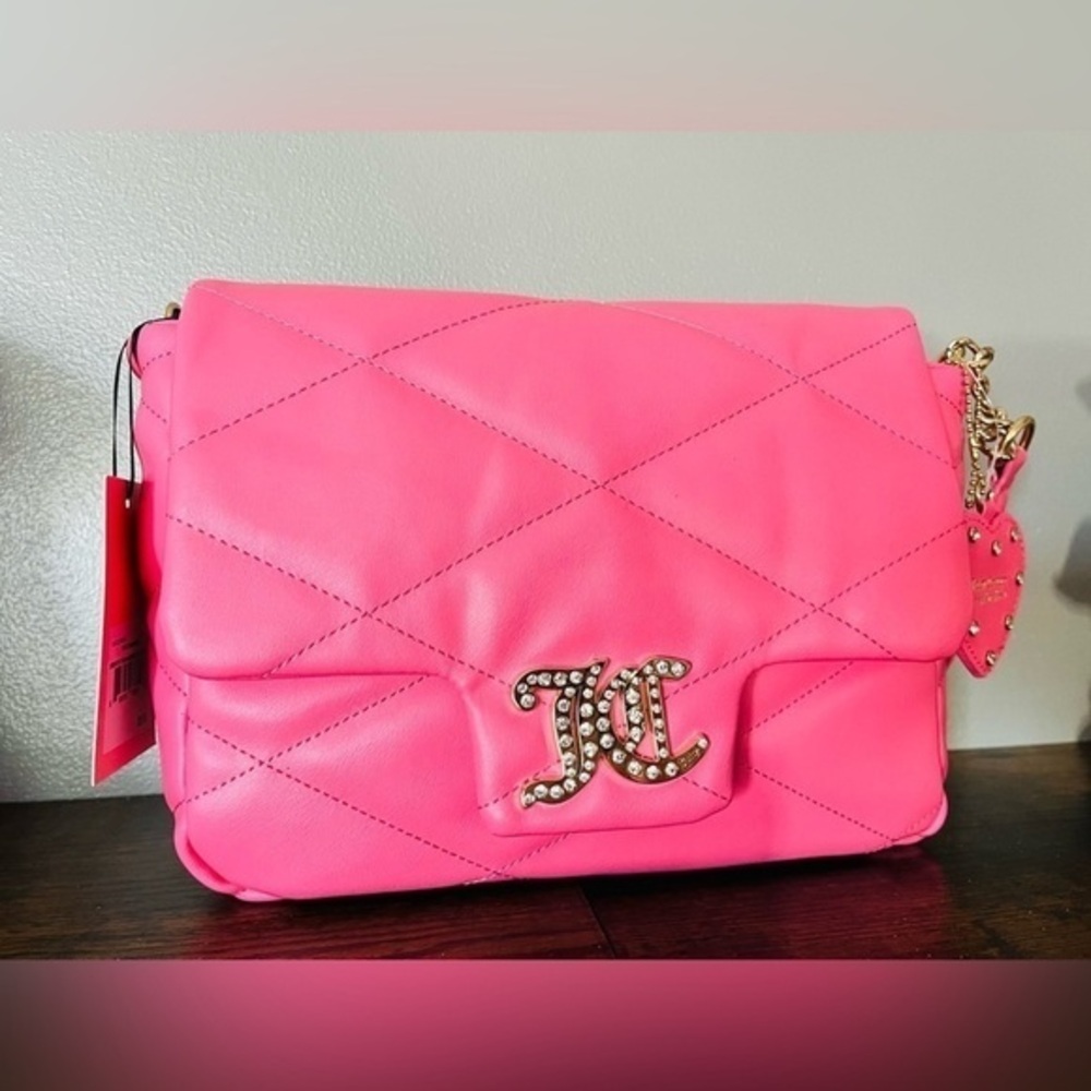 Juicy Couture Brighter Than Diamond Quilted Crossbody Shoulder Bag Pink NWT